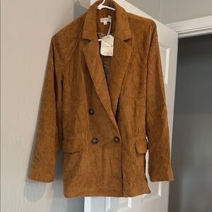 NWT Hem and Thread Women's Gold  Corduroy Blazer